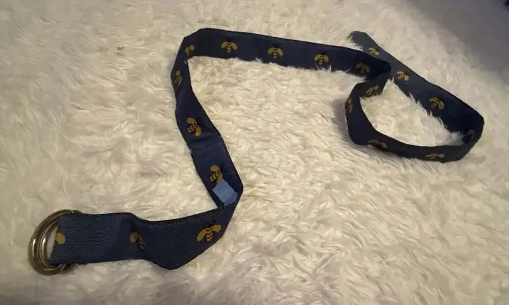 J.McLaughlin Men's Navy‎ Bumble Bee Embroidered D-Ring Webbing Belt